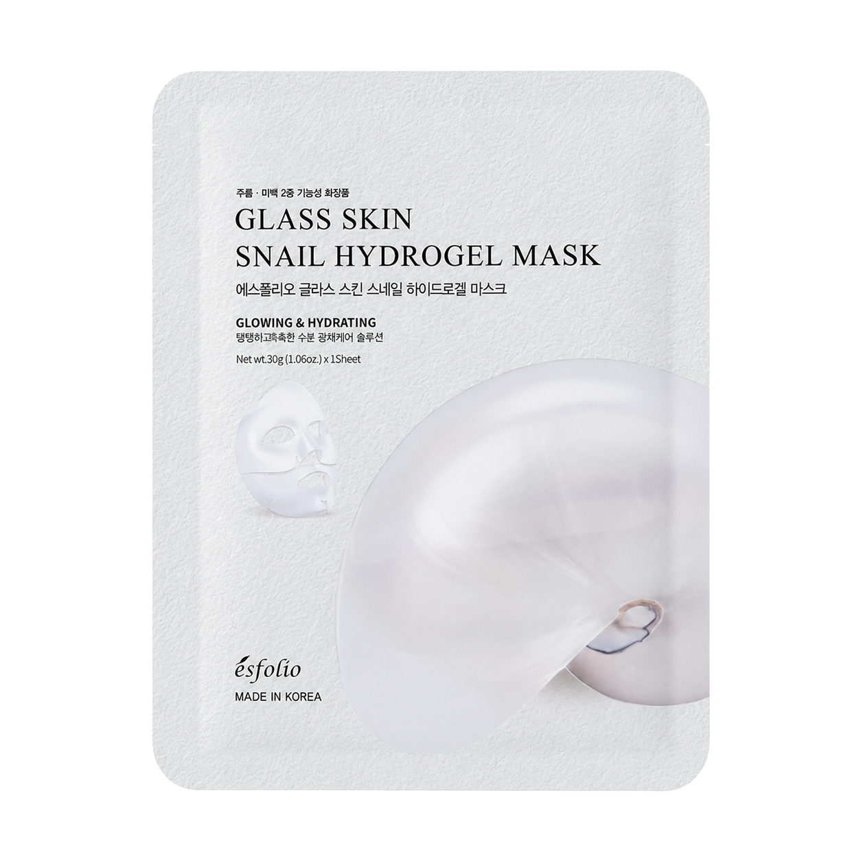 Гідрогелева маска для обличчя Esfolio Glass Skin Snail Hydrogel Mask, 30 г
